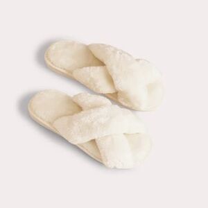 Birdy Grey Criss Cross Fuzzy Slippers Cream